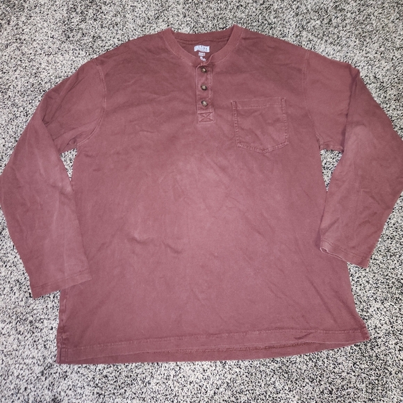 Duluth Trading Co.‎ Henley T Shirt Longtail Long Sleeve Front Pocket Mens XL Red - Picture 1 of 7
